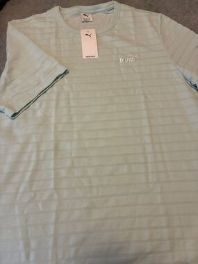 Puma Mint Green Striped Short Sleeve Tee